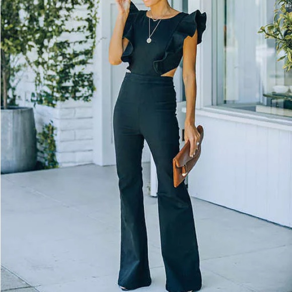 Vici Ruffled Black Jumpsuit